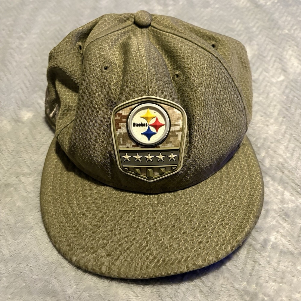 New Era Pittsburgh Steelers Salute To Service Hat Green Camo USA NFL 7 3/8